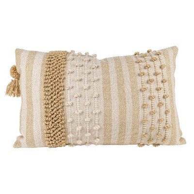 18x18 Hand Woven Rust Geo Stripe Outdoor Pillow Polyester With Polyester  Fill By Foreside Home & Garden : Target