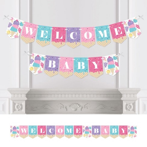 Big Dot Of Happiness Scoop Up The Fun - Ice Cream - Sprinkles Baby Shower  Bunting Banner - Party Decorations - Welcome Baby : Target