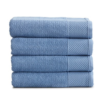 Market & Place Cotton Quick Dry Textured 4-Pack Bath Towel Set