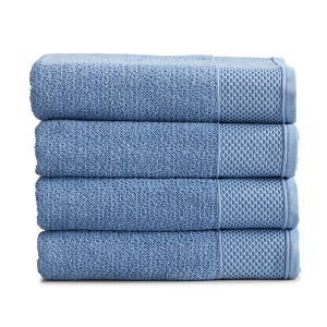 Market & Place Cotton Quick Dry Textured 4-Pack Bath Towel Set - 1 of 4