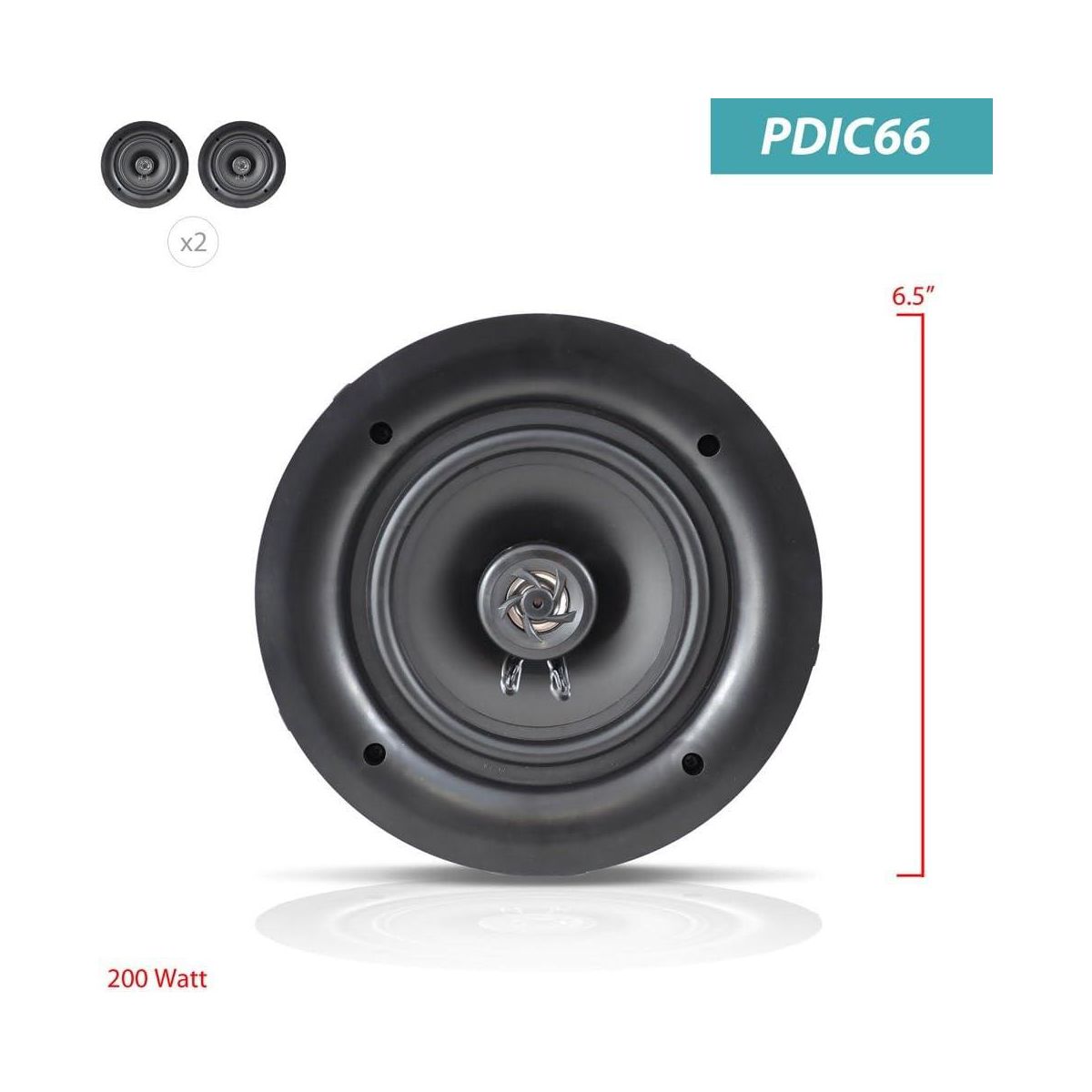 Pyle 6.5" In-Wall/In-Ceiling Dual Stereo Speakers, 2-Way Flush Mount, 200W Peak Power, Includes Round & Square Grills – PDIC66 - thumbnail 4