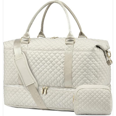 Travel Duffle Bag for Women with Shoe Compartment & Toiletry Bag, Weekender Carry-On Overnight Bag