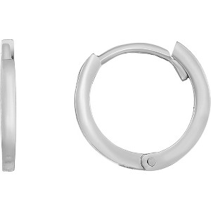 14k White Gold 11mm Thin Polished Huggie Earrings - 1 of 3