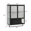 23.62" Iron and Tempered Glass Wall Mounted 2-Door Cabinet with Two-Tier Storage, Open Shelf and Towel Rack for Entryway, - 3 of 4