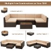 Cesicia 7-Piece Blue Sofa Set With Black PE Rattan Frame, Garden Patio Wicker Sectional Sofa Set with Coffee Table for Backyard, Porch, Balcony - 4 of 4
