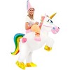 Joyfy Adult Halloween Unicorn Inflatable Costume Funny Ride-On Unicorn Inflatable Costume for Adults - 2 of 4