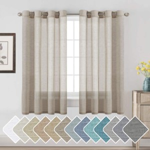 Natural Linen Blended Semi-Sheer Curtains Privacy Assured with Nickel Grommet for Living Room - 1 of 4