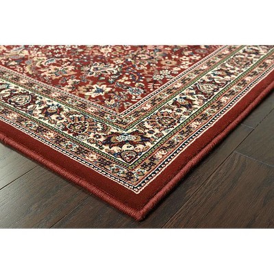 Ariana Red and Ivory Oriental Synthetic Area Rug 5'3" x 7'9"