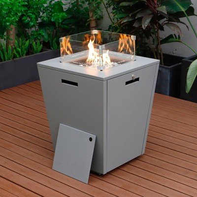 Marlin Navy Blue Aluminum Outdoor Chaise Lounge Chair with Fire Pit Table
