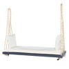 YOOCOZZ Wooden Patio Hanging Porch Swing Bench with 10.8Ft Hemp Ropes, Cushion and Pillows - 3 of 4