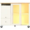 PAGED Dining Room Cabinet with Drop Leaf, LED Light Kitchen Cart on Wheels with 2 Fluted Glass Doors and 1 Flip Cabinet Door - 2 of 4