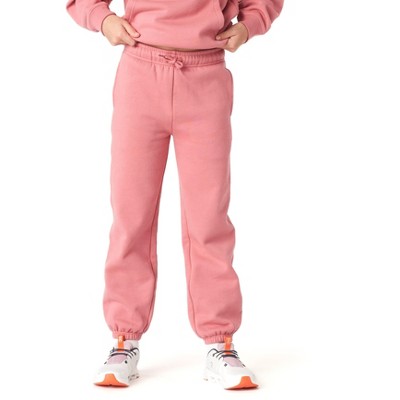 Future Planet Kids Unisex Jupiter Premium Fleece Lined Soft Cotton Sweatpants Loose Fit Pink