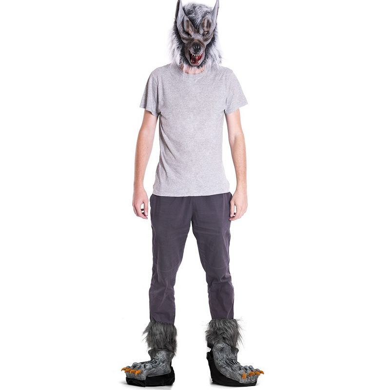 Skeleteen Adults Wolf  Shoe Covers - Gray, 5 of 6