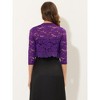 INSPIRE CHIC Women's Elegant 3/4 Sleeve Sheer Floral Lace Open Front Crop Shrug - 3 of 4