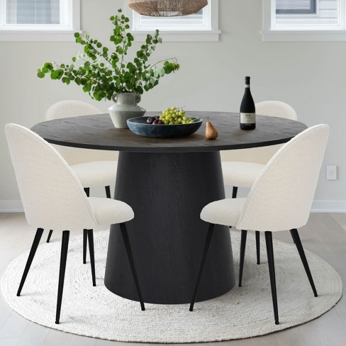 Modern white round dining table online set