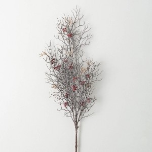 40"H Sullivans Artificial Christmas Frosted Twig Red Berry Spray, Indoor Christmas Decor - 1 of 3
