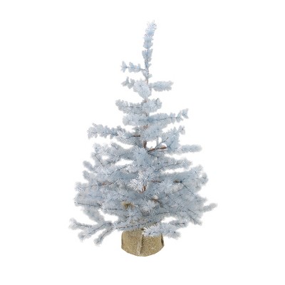 Arett Sales 3' Unlit Artificial Christmas Tree Winter Light Frosted Blue Pine with Burlap Base