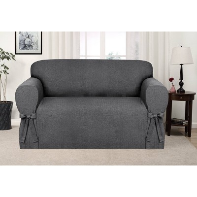 Evening Flannel Loveseat Slipcover Charcoal - Kathy Ireland