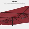 15 Ft Extra Large Double-Sided Patio Umbrella with Base, Outdoor Umbrella with Easy Crank & 12 Strong Ribs for Market, Deck, Garden, Dark Gray - 3 of 4
