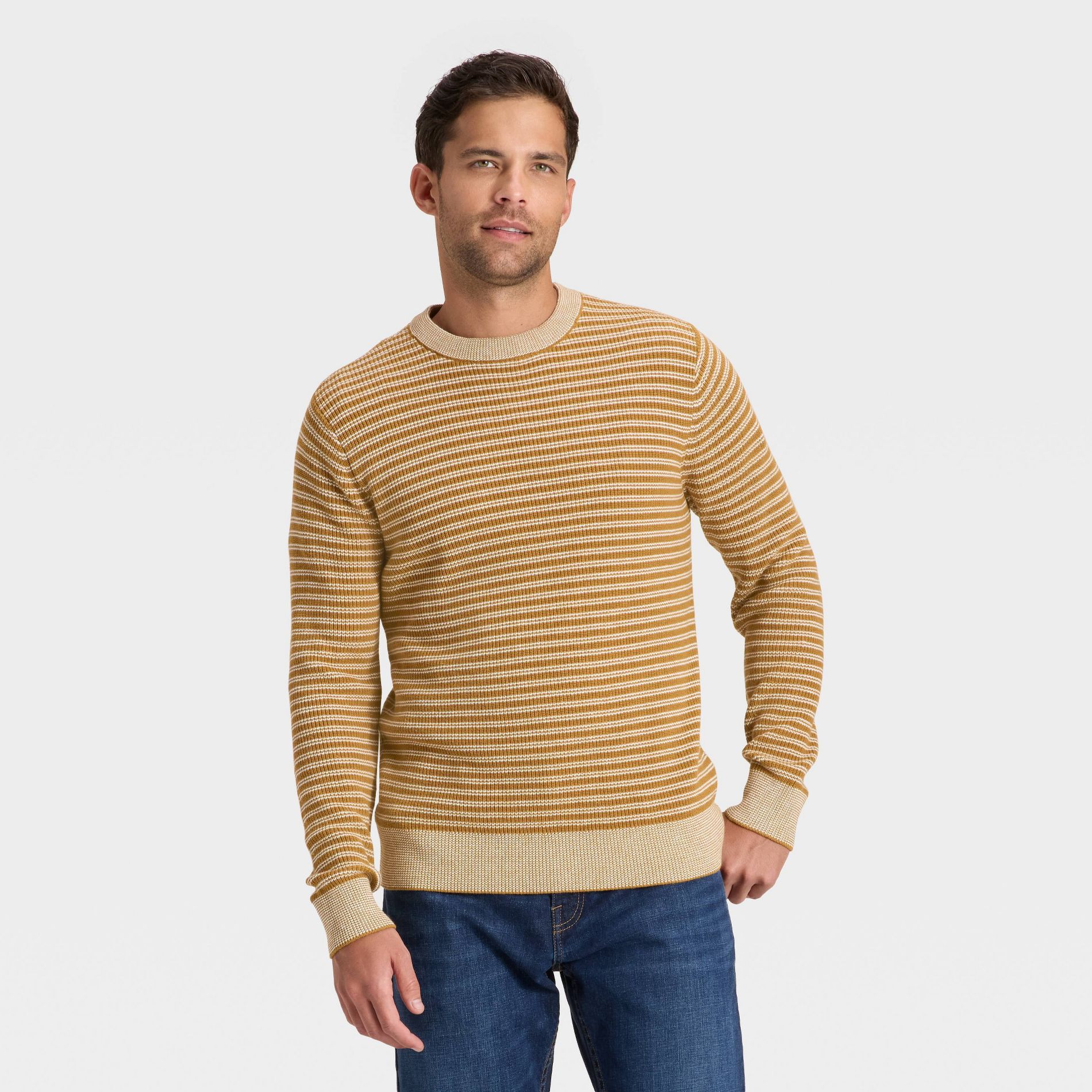 Men's Textured Striped Crewneck Sweater - Goodfellow & Co™