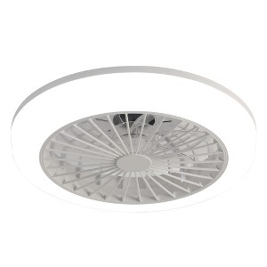Wanze of Ocean 18 in. Smart White Indoor ABS Clear Blade Flush Mount Ceiling Fan with 3-Color Dimmable Light and Remote - 1 of 4