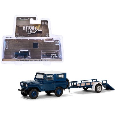 1961 Nissan Patrol Blue with White Top and Utility Trailer "Hitch & Tow Series" 311/64 Diecast Model Car by Greenlight