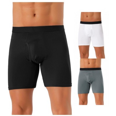 INSPIRE CHIC Men's 3 Pack Solid Color Soft Stretch Open-fly Basic Boxer Briefs