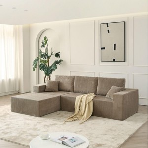 PAGED 110"Cloud Modular Sectional Couch with Ottoman & 2 Pillows,Modern 3 Seater Boneless Sofa for Living Room and Bedroom - 1 of 4