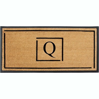 A1HC Natural Coir Monogrammed Doormat, Anti-Shed Treated Durable Front Door Mat for Outdoor Entrance, Easy to Clean Entrymat 24"x48"