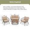 Vynxaria Boho Inspired Wicker Patio Chat Set Ergonomic Seating, Oval Acacia Tabletop, Water-Resistant Cushions - 4 of 4