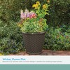 Suncast Sonora 22 Inch Resin Wicker Indoor or Outdoor Decorative Garden Flower Planter for Entryways and Backyard Patios, Dark Brown - 3 of 4