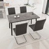 5-Piece Expandable Dining Set with Rectangular Table and 4 C-shaped Tubular Cushioned Armless Chairs - 3 of 4