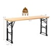 Tangkula Patio Folding Picnic Table Wood Portable Dining Table Height Adjustable - 3 of 4