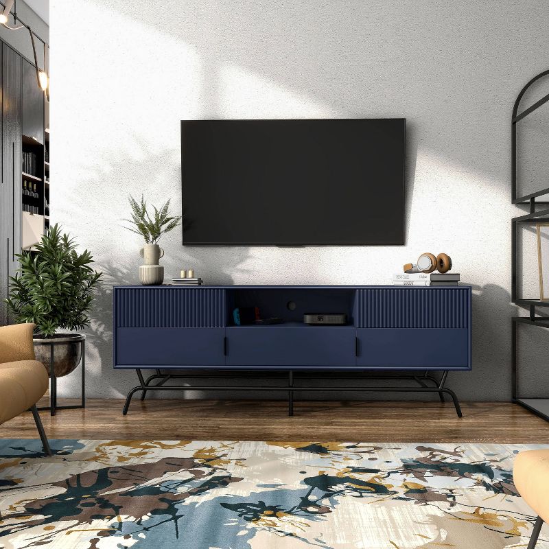 miBasics Meadowgrove Modern 3 Drawer TV Stand for TVs up to 65&#34; with Cabinet, 2 of 11