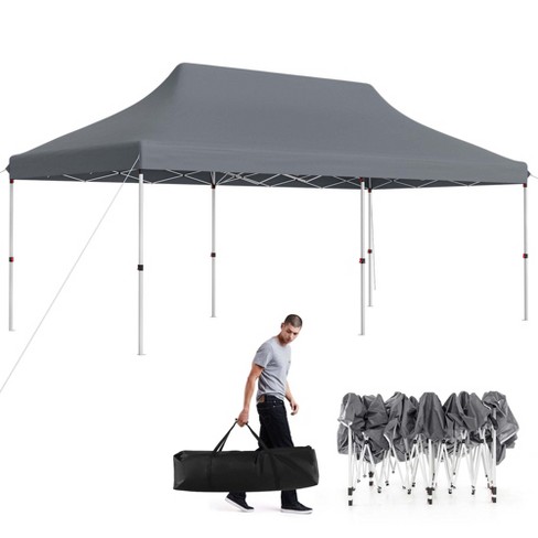 Costway 10 X 20 Ft Pop up Canopy Upf50 Sun Protection Tent With Carrying Bag Grey Target