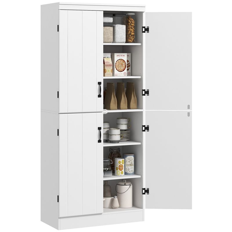 HOMCOM 70" 4-Door Kitchen Pantry, Freestanding Storage Cabinet, 6-tier Cupboard with Adjustable Shelves for Living Room, 1 of 7