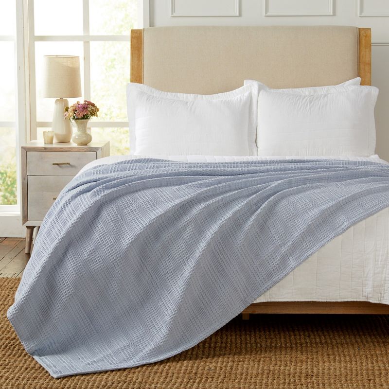 Market & Place 100% Cotton Waffle Striped Bed Blanket, 2 of 7