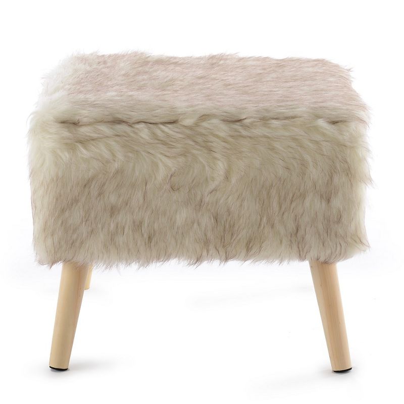 Cheer Collection 17" Square Faux Fur Stool, 3 of 9