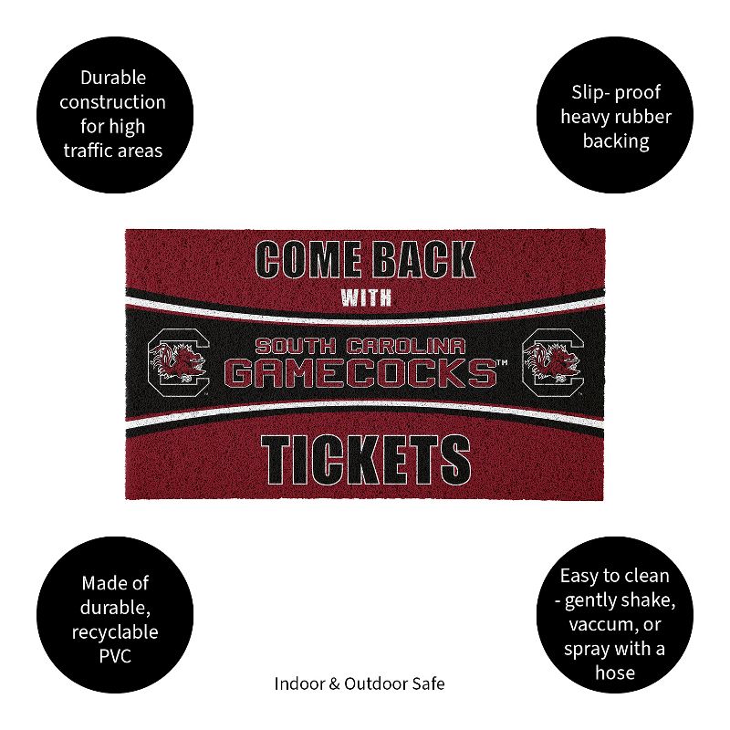 Evergreen Come Back with Tickets University of South Carolina 28" x 16" Woven PVC Indoor Outdoor Doormat, 3 of 7