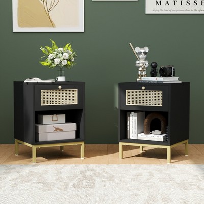 Aheaplus Rattan Nightstands with Drawers