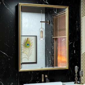 Keonjinn 24 in. W x 30 in. H Metal Framed Gold Rectangular Framed Recessed/Surface Mount Medicine Cabinet with Mirror,Gold - 1 of 4