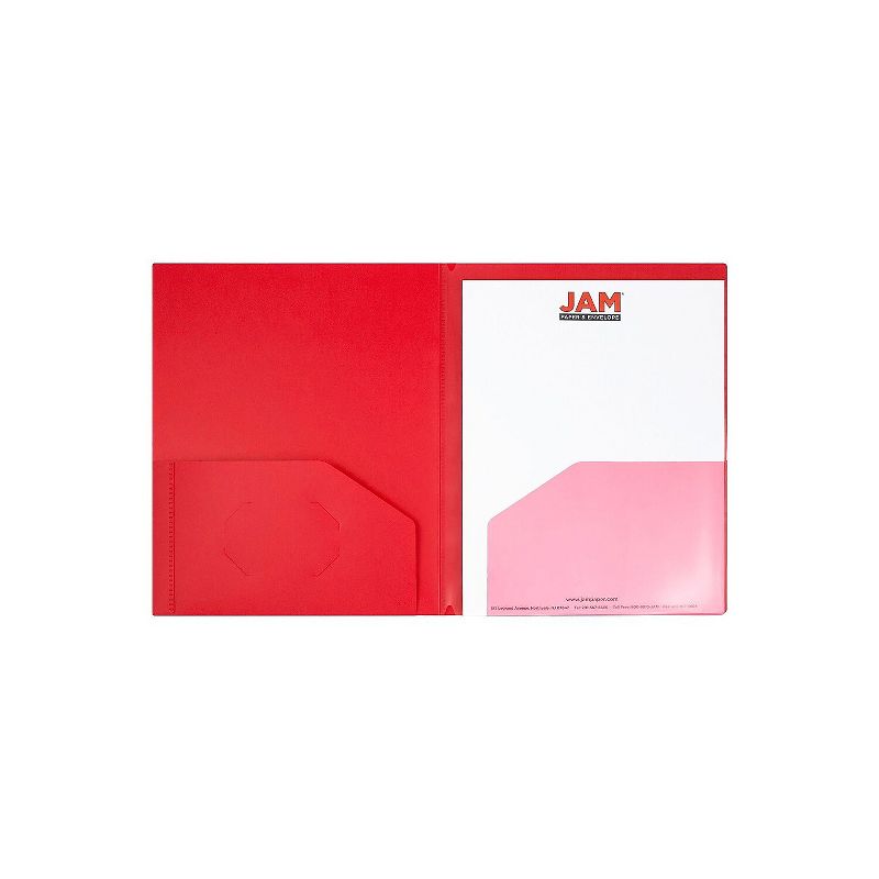 JAM Paper Heavy Duty Plastic Multi-Pocket Folders 4 Pocket Organizer Red Bulk 72/Pack (389MP4rea), 2 of 4