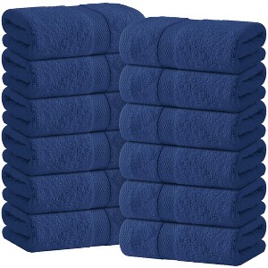 Wealuxe Premium Hand Towels for Bathroom - 12 Pack Cotton Hand Towel Bulk for Gym, Kitchen and Spa, Terry Salon Towels - 16x27" - 1 of 4