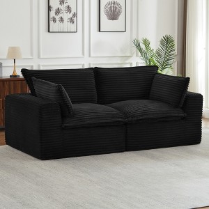 Loveseat Corduroy Cloud Boneless Sofa with Modular Sectional Design and Oversized Comfort - 1 of 4