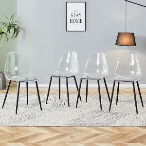 PAGED Transparent Dining Chairs,Armless Crystal Chairs for Home,Kitchen,Living Room,Restaurant - 1 of 4