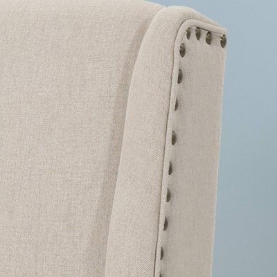 Contemporary Wheat Fabric Swivel Office Chair with Chrome Finish and Nailhead Trim