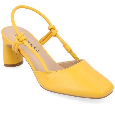 Journee Collection Womens Margeene Sling Back Covered Block Heel Pumps