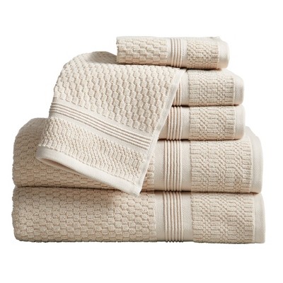 Market & Place 6pc Cotton Textured Quick Dry Bath Towel Set