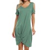 Women's Cold Shoulder Summer Twist Knot Mini Tshirts Dresses - 2 of 4
