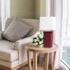 21" Lexington Leather Base Modern Home Decor Bedside Table Lamp with USB Charging Port and Fabric Shade - Lalia Home - 4 of 4
